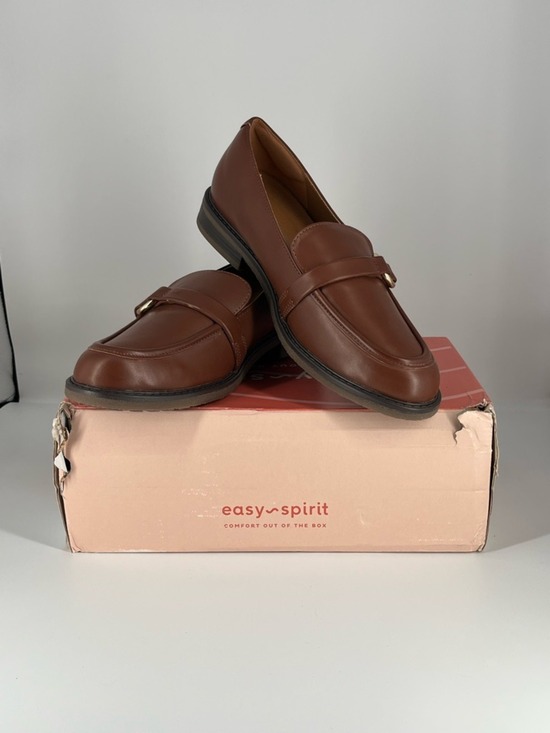 Easy Spirit Shoes - Easy Spirit JEANE Cognac/Brown Leather Slip-On Loafers w/ Gold Accent sz 10 NIB
